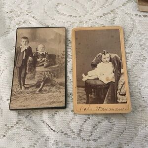 Antique, Lot of 2 Collectible Children Portraits 4in x 2.5in  (J)